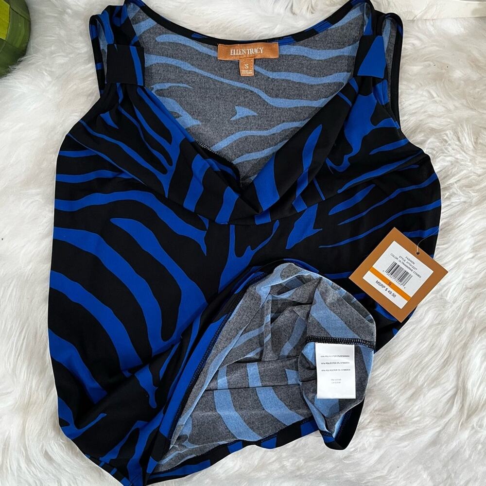 NEW Ellen Tracy Striped Cowl Neck Zebra Two Tone Casual Sleeveless Top S NWT - Picture 8 of 13